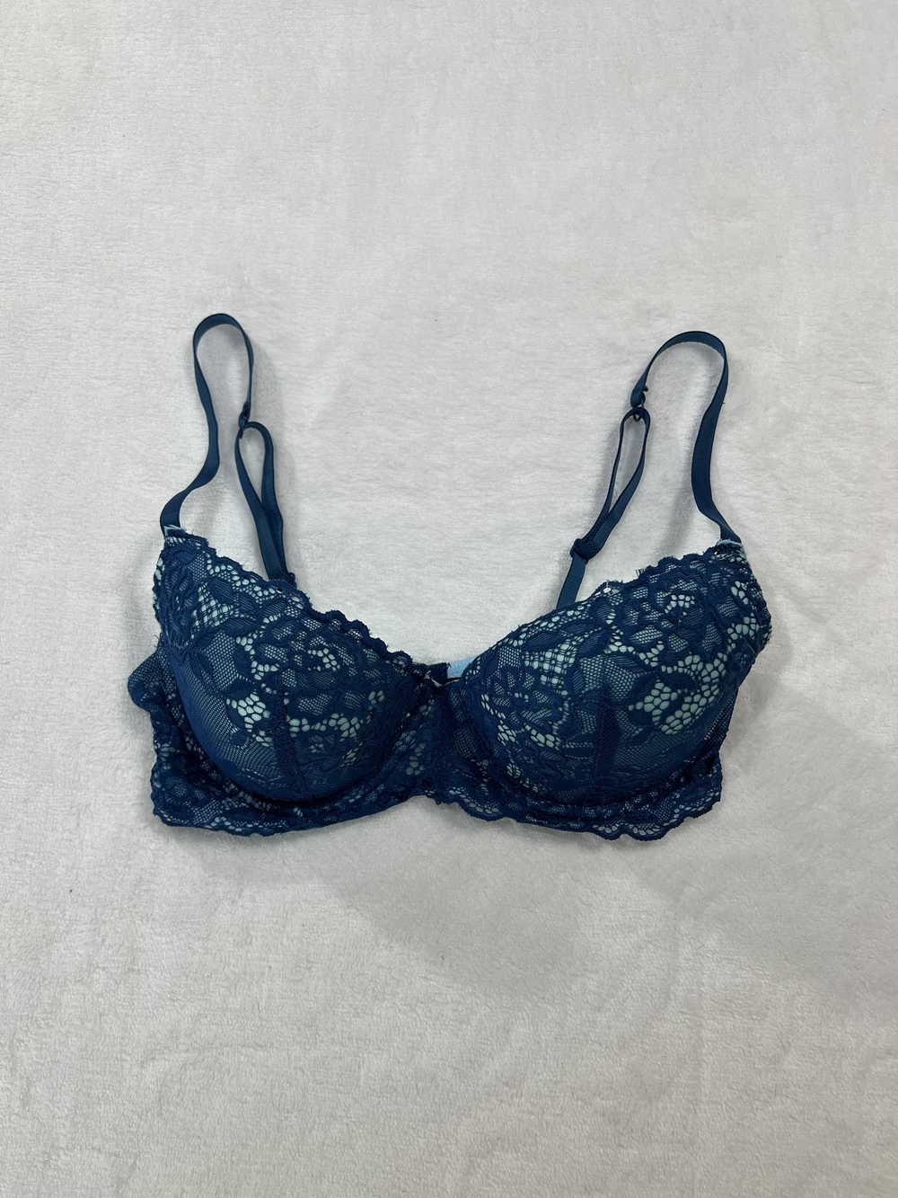 Rene Rofe Teal Lace Underwire Bra